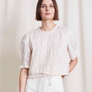 NWT Apiece Apart Ave Cream Smocked Crop Top